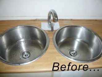 Old countertop damaged due to water seepage