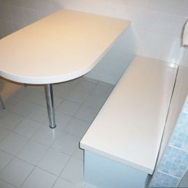 Solid surface table and bench